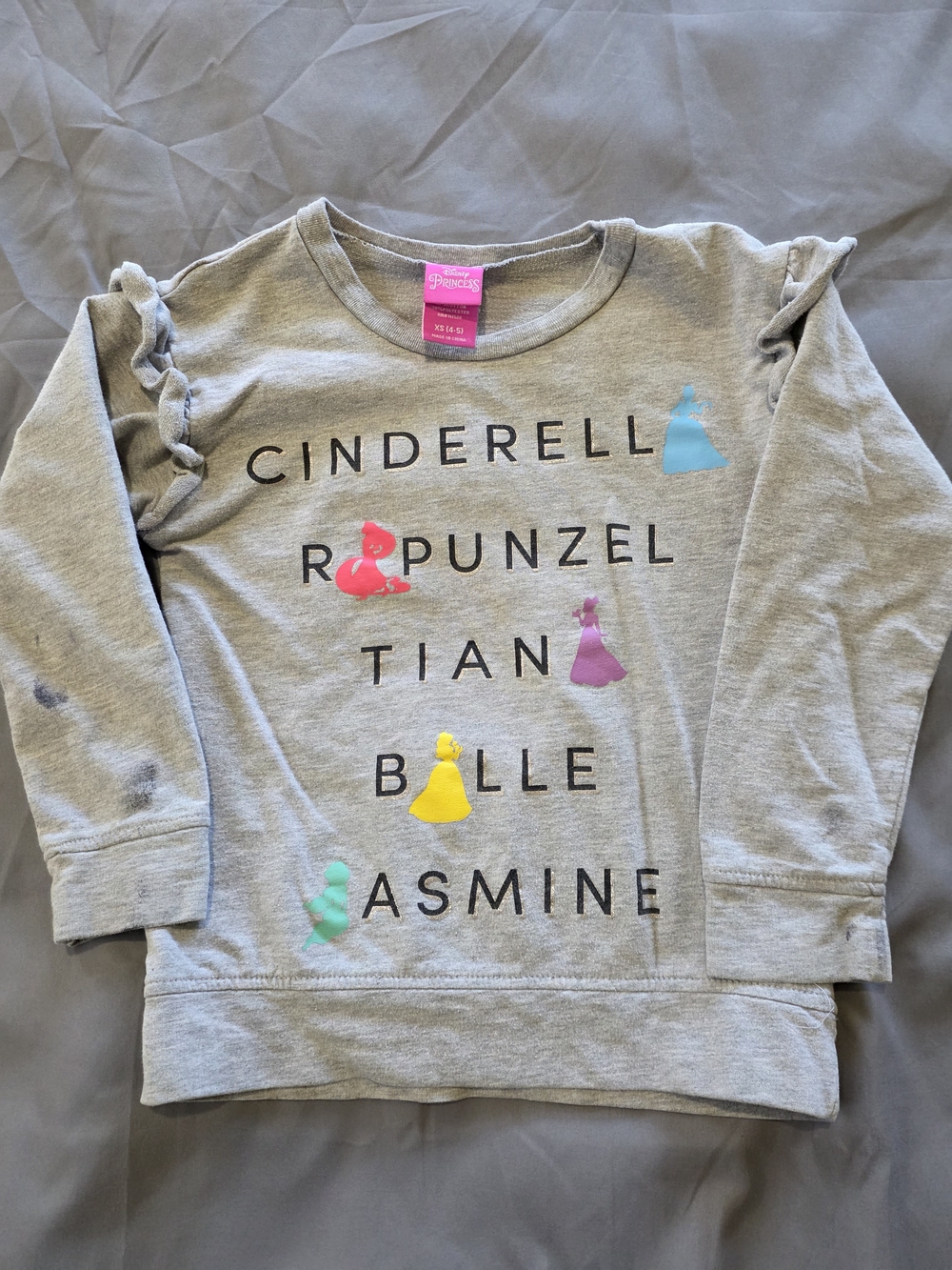 Disney Gray Girls' Sweatshirt with Colorful Princess Silhouettes